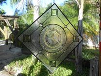 Stained Glass Window Valance, Vintage Federal Heritage Depression Glass, Antique Plate Panel 6 small