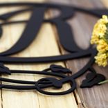Personalized Metal Cursive Monogram Plaque with Vines and Fleur De Lis 2 small