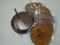 Bcl350 Set Of 6 Leather Coasters With Wooden Holder 4 small
