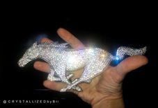 Ford Mustang Pony Crystallized Car Emblem Bling Genuine European Crystals Bedazzled 2 small