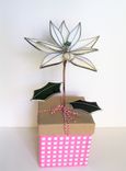 Poinsettia In White Stained Glass- Industrial Flower- Everlasting Bloom 1 small