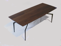 Walnut Coffee Table With Steel Spider Legs.  Modern, Danish, Mid-Century Design Influence. 4 small