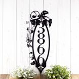 Vertical Metal House Number Plaque with Vines and Fleur De Lis 1 small