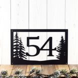 Metal House Number Rectangular Plaque with Pine Trees 1 small