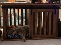 Wood End Table / Side Table Pet Crate With Barn Door 1 small