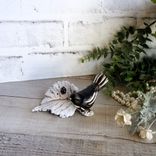 Courtly Songbird Black And White Check Bird Figurine Hand Painted Checked Decor 5 small