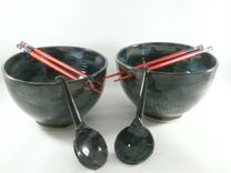 Set Of Two: Pho Bowls With Chopsticks, Rice Bowls For Thai Or Japanese Meals 5 small