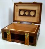 Walnut & Leather Tabletop Humidor - The Steamer 3 small