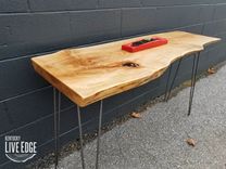 Live Edge Sofa Table- Console Table- Foyer Table- Natural Wood- Mid Century- Light Wood 4 small
