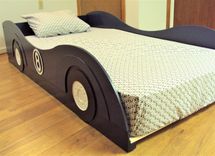 Stylized Sportscar Twin Kids Bed Frame - Handcrafted - Race Car Themed Children's Bedroom Furniture 6 small