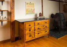 Reproduction Shaker Bureau. Dyed Curly Maple With Hand Rubbed Finish. 1 small