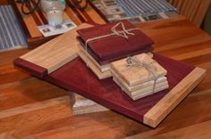 Lazy Susan Serving Set ~ Bird's Eye Maple & Purpleheart 2 small
