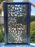 Contemporary Modern Glyph Metal Gate #4318. R. O. width 36" by 60" H 2 small