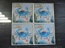 Handmade Crab Theme Ceramic Coasters 2 small