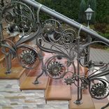 Forged Custom Metal Outdoor Railing Flower Pattern With Two Lamps. 6 small