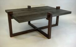 Contemporary Cocktail Table In Texturized Hemlock And Mahogany 2 small