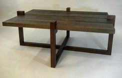 Contemporary Cocktail Table In Texturized Hemlock And Mahogany 3 small