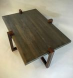 Contemporary Cocktail Table In Texturized Hemlock And Mahogany 1 small