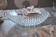 Clear Bubbled Fused Glass Platter 1 small