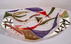 Abstract Art Fused Glass Platter 2 small