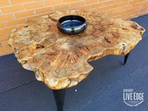 Coffee Table- Live Edge- Oyster Shape- Tree Stump- Industrial- Modern- Natural Wood- Round Table 1 small