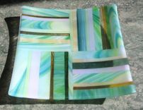 Fused Glass Square Platters 6 small