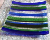 Fused Glass Square Platters 8 small