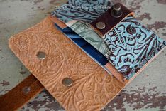 Bison And Turquoise Leather Card Wallet For Man Or Woman 2 small