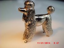 14 Karat  White-Gold 3-D Hand-Carved Poodle Statuette 1 small