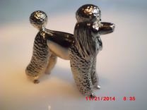 14 Karat  White-Gold 3-D Hand-Carved Poodle Statuette 2 small