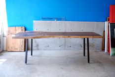 Ship Ready Now -- Walnut Slab Dining Table With Maple Butterfly Joints 2 small
