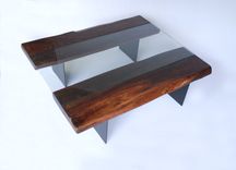 The Vale Coffee Table -- Walnut/Glass/Steel 3 small