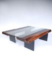 The Vale Coffee Table -- Walnut/Glass/Steel 2 small