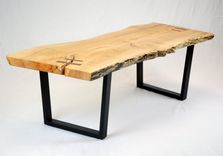 Reclaimed Maple Slab Coffee Table With Black Walnut Butterflys 2 small