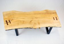 Reclaimed Maple Slab Coffee Table With Black Walnut Butterflys 3 small