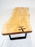 Reclaimed Maple Slab Coffee Table With Black Walnut Butterflys 4 small