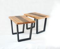 Industrial Reclaimed Timber End Table Set 2 small