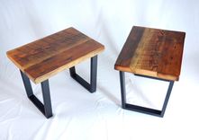 Industrial Reclaimed Timber End Table Set 4 small