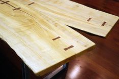 Natural Edge Salvaged Maple Slab Dining Table With Butterfly Joints 1 small