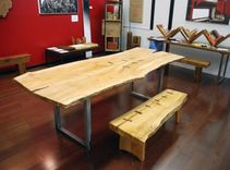 Natural Edge Salvaged Maple Slab Dining Table With Butterfly Joints 2 small
