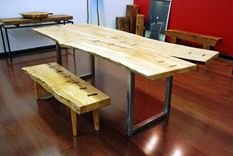 Natural Edge Salvaged Maple Slab Dining Table With Butterfly Joints 4 small
