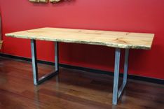 Natural Edge Salvaged Maple Slab Dining Table With Butterfly Joints 5 small