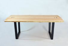 Brooklyn Dining Table -- Maple Slab With Black Walnut Butterflys 1 small