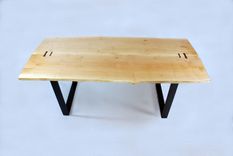 Brooklyn Dining Table -- Maple Slab With Black Walnut Butterflys 2 small