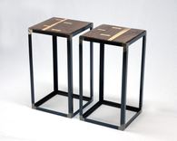 Black Walnut Industrial End Table Set 3 small