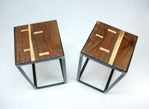 Black Walnut Industrial End Table Set 5 small