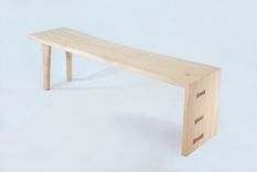 Asymmetrical Waterfall Slab Bench With Black Walnut Butterflys 2 small