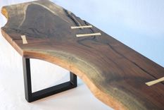 Salvaged Black Walnut Slab Bench 3 small