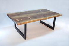 Walnut Slab With Maple Butterfly's Aurora Minimalist Coffee Table 2 small