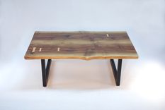 Walnut Slab With Maple Butterfly's Aurora Minimalist Coffee Table 4 small